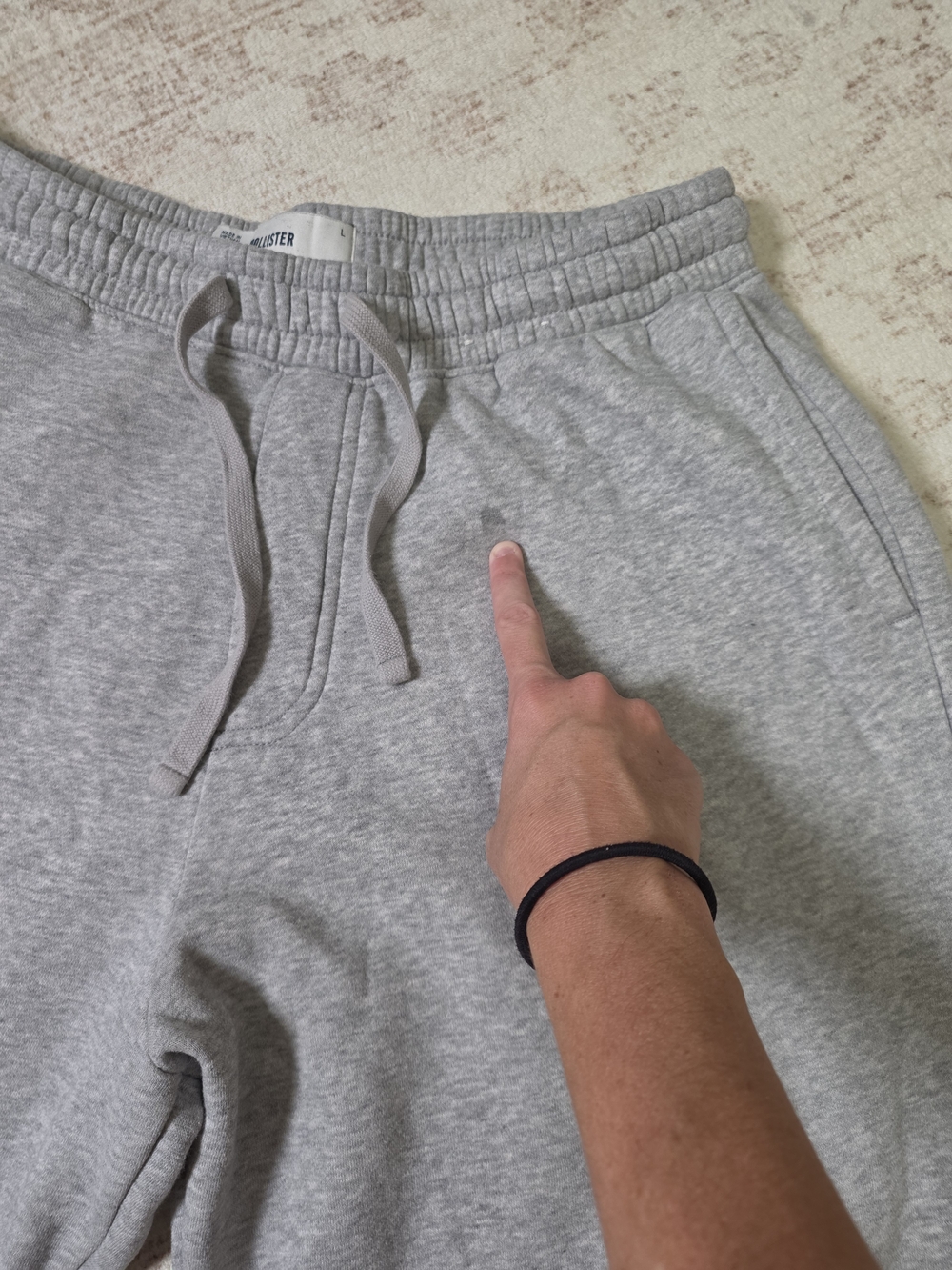 Hollister Heather Gray Drawstring Sweatpants Size Large Comfy Lounge Pants - Picture 2 of 3